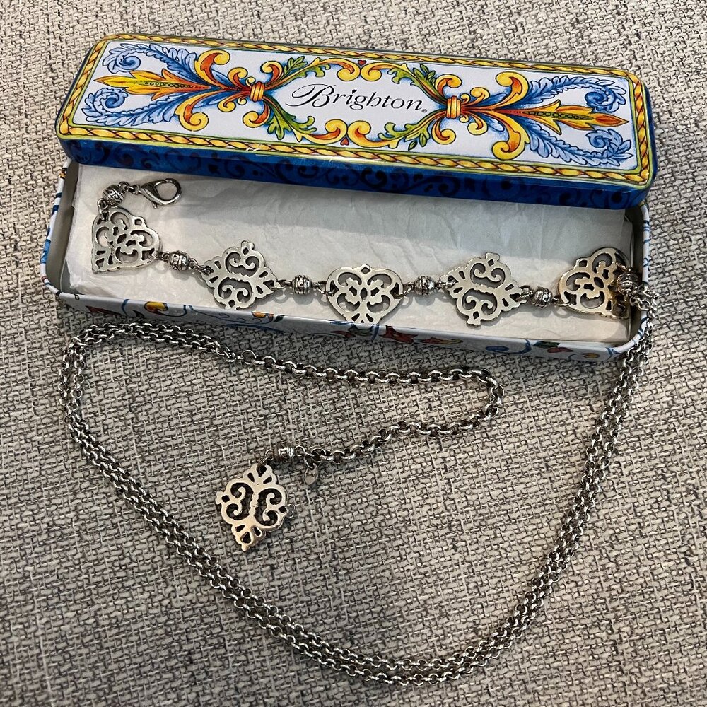 RETIRED Brighton Geneva Heart Silver chain belt